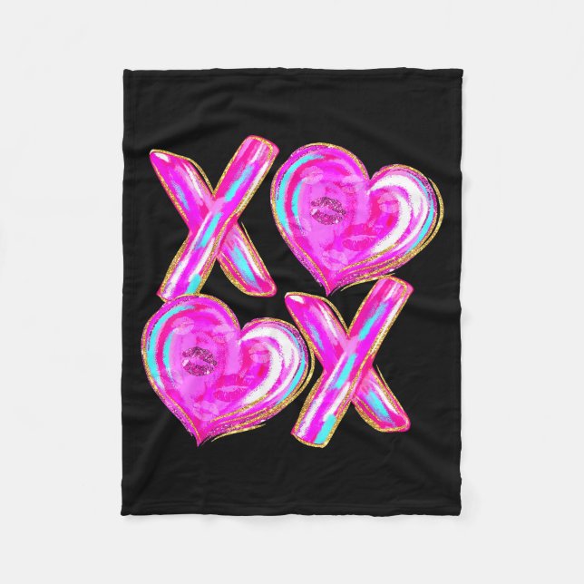 Cobertor De Velo Xoxo Hearts Valentine's Day Women Girls Vday  (Frente)