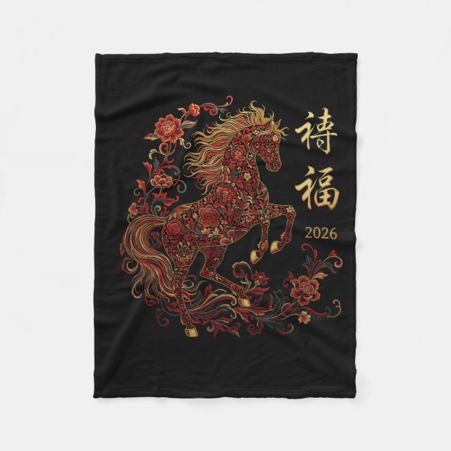 Cobertor De Velo Year Of The Horse 2026 Zodiac Women's Chinese New  (Frente)