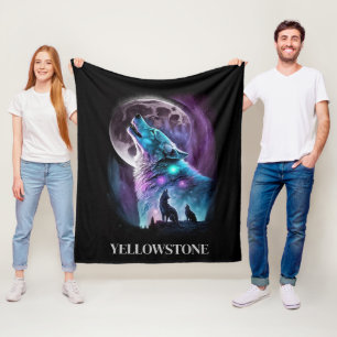Cobertor De Velo Yellowstone Wolf Fleece Blanket