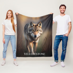 Cobertor De Velo Yellowstone Wolf Fleece Blanket