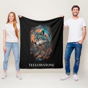 Cobertor De Velo Yellowstone Wolf Fleece Blanket