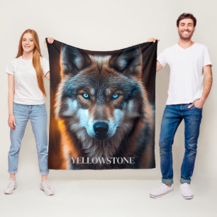 Cobertor De Velo Yellowstone Wolf Fleece Blanket