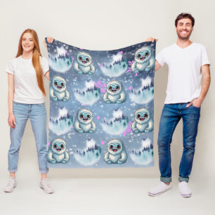 Cobertor De Velo Yeti Sitting Kawaii Snowflakes Padrão