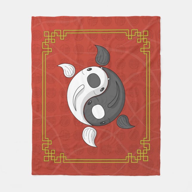Cobertor De Velo Yin e Yang, o Blanket de Koi Fleece (Frente)