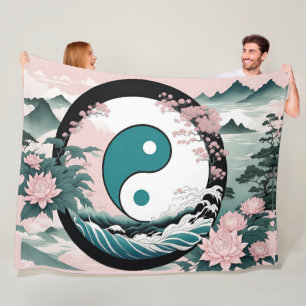 Cobertor De Velo Yin Yang, Floral Mountain Pink Sage Teal