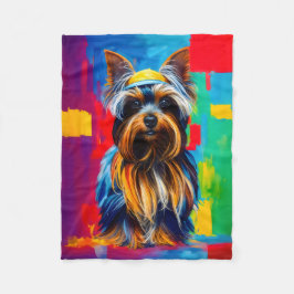 Cobertor De Velo Yorkie Dog Pop Art