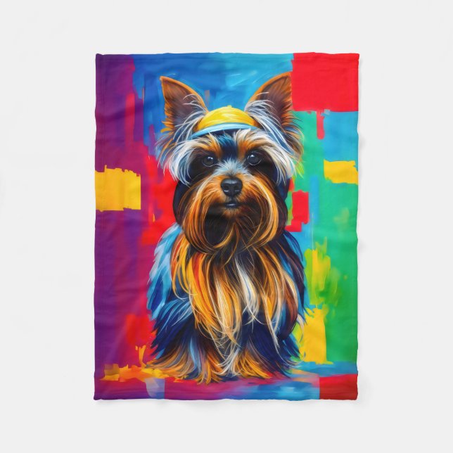 Cobertor De Velo Yorkie Dog Pop Art (Frente)