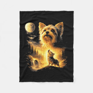 Cobertor De Velo Yorkie Howling to The Moon Dog Lover Fantasy