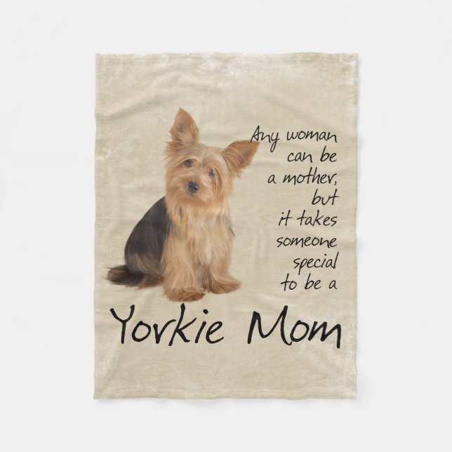 Cobertor De Velo Yorkie Mamãe Fleece Blanket (Frente)