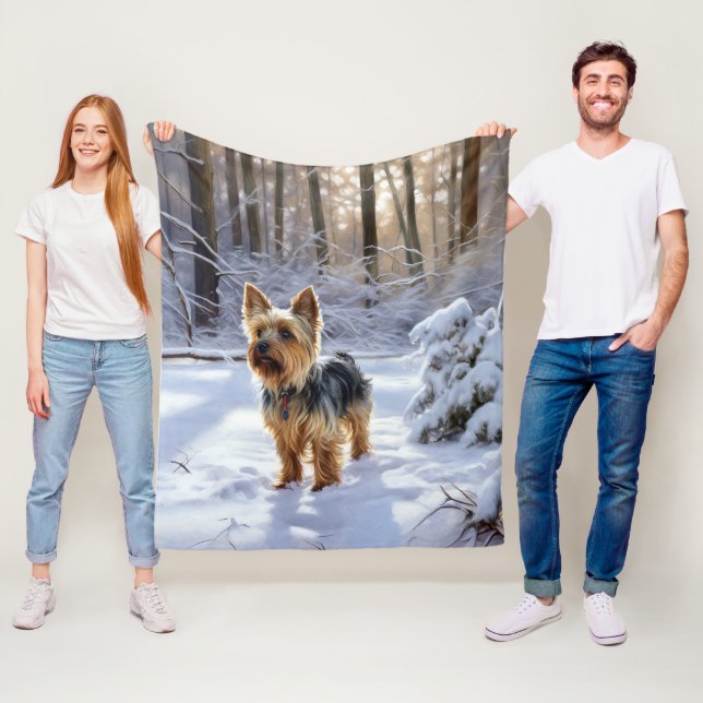 Cobertor De Velo Yorkshire Terrier Deixe Nevar Natal (In Situ)