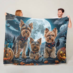 Cobertor De Velo Yorkshire Terrier Halloween Spooky