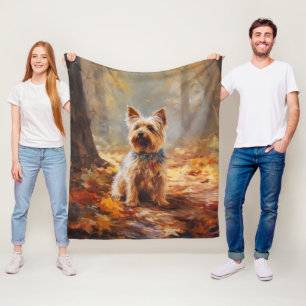 Cobertor De Velo Yorkshire Terrier no Outono Folhas Caídas Inspiram