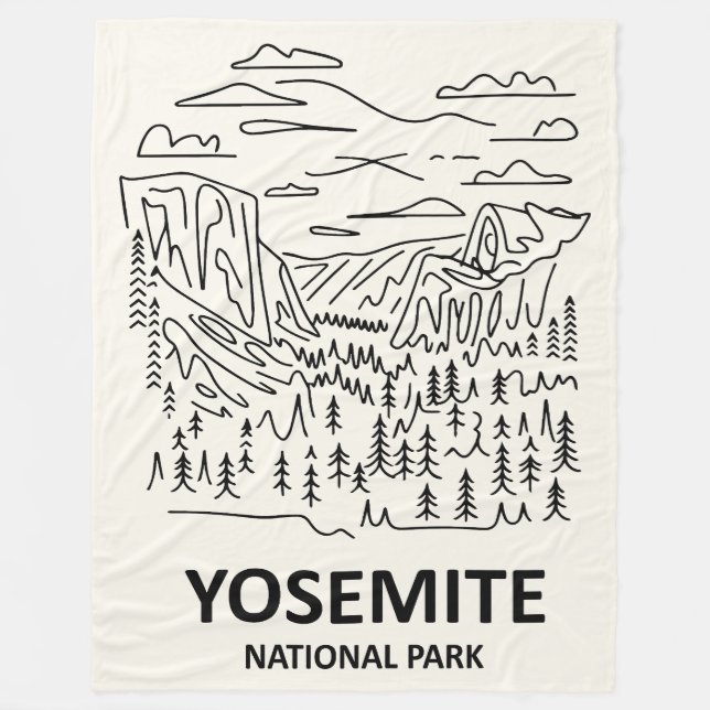 Cobertor De Velo Yosemite National Park Line Art (Frente)