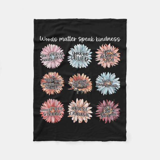 Cobertor De Velo You Are Enough Words Speak Kindness Sitive Daisy  (Frente)