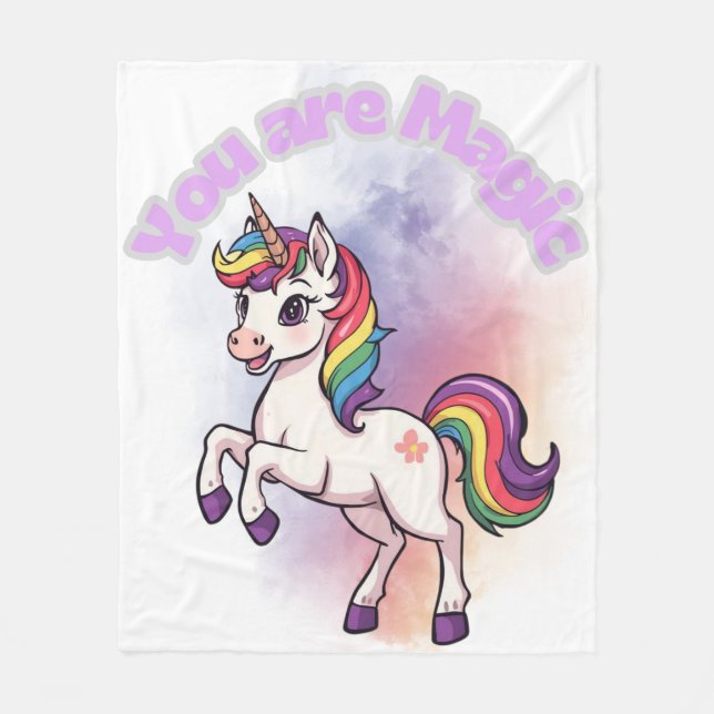 Cobertor De Velo You Are Magic – Süßes Einhorn mit Regenbogenmähne (Frente)