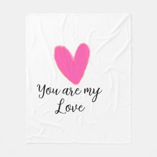 Cobertor De Velo you are my love pink red heart watercolor kidretro