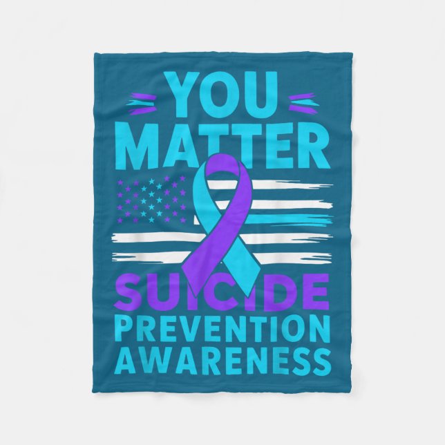 Cobertor De Velo You Suicide Prevention Awareness Teal Purple Ribbo (Frente)