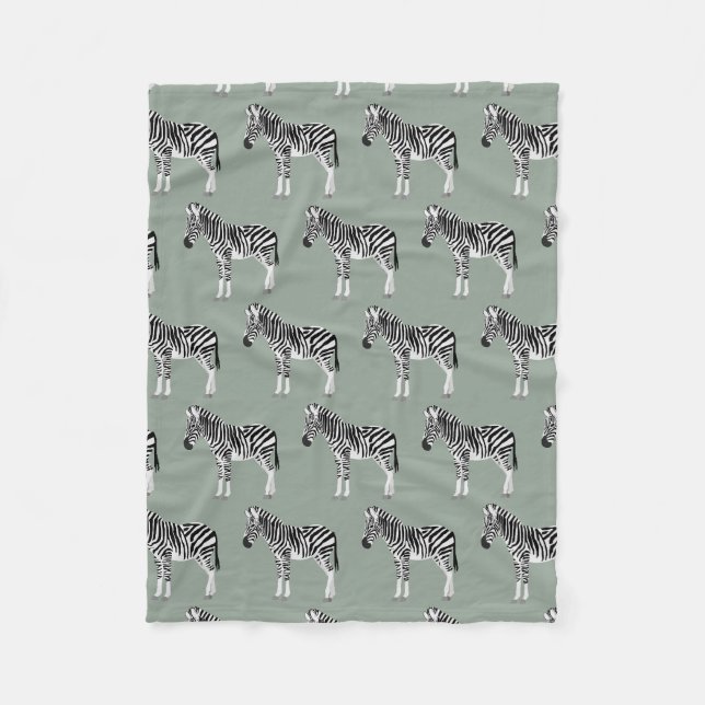 Cobertor De Velo Zebra Exótica Animal Standard Sage Green (Frente)