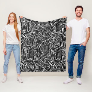 Cobertor De Velo Zebra Palm havaiano — Preto tropical e branco