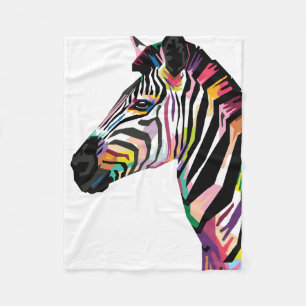 Cobertor De Velo Zebra Pop colorida com arte em fundo branco