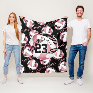 Cobertor De Velo zebra stripes com voleibol personalizado rosa-giri