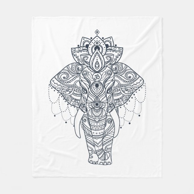 Cobertor De Velo Zentangle inspirou o elefante (Frente)