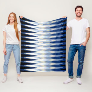 Cobertor De Velo Zig Zag Blue Black White Cinza Beige Padrão