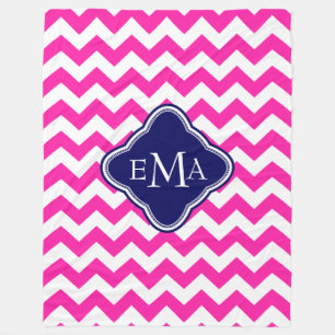 Cobertor De Velo Ziguezague azul de Monogramed e branco cor-de-rosa
