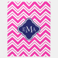 Zigzag Chevron 2, Cor-De-Rosa, Monograma, Azul E B