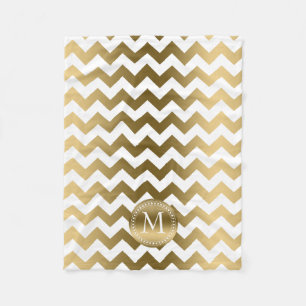 Cobertor De Velo Zigzag Chevron Dourado E Branco
