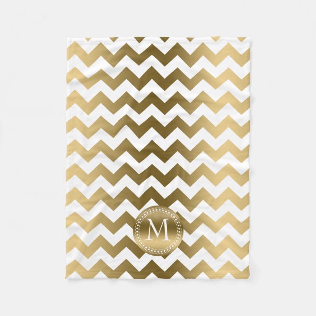 Cobertor De Velo Zigzag Chevron Dourado E Branco (Frente)