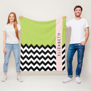 Cobertor De Velo Zigzag preto-e-branco, Chevron, verde, seu nome