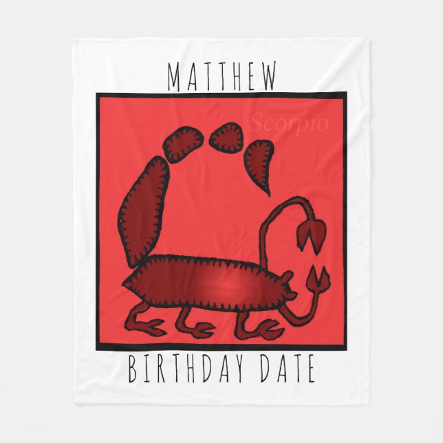 Cobertor De Velo Zodiac Sign Scorpion personalizado Birthday Blanke (Frente)