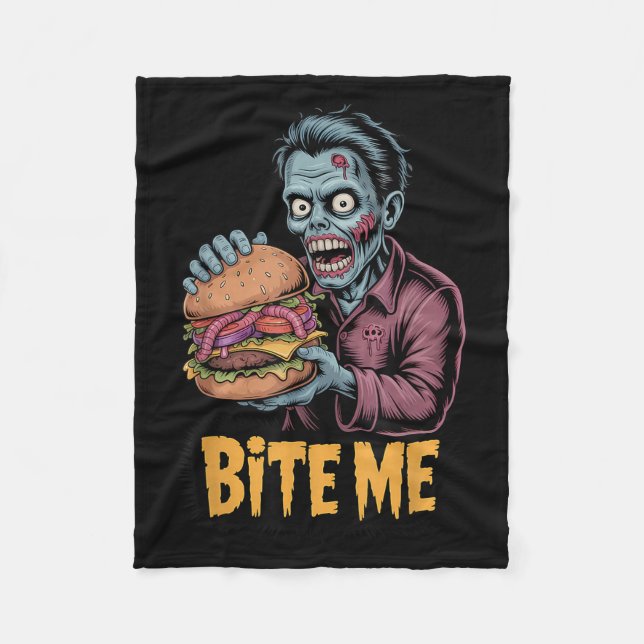Cobertor De Velo Zombie Burger Comida Engraçado Halloween (Frente)