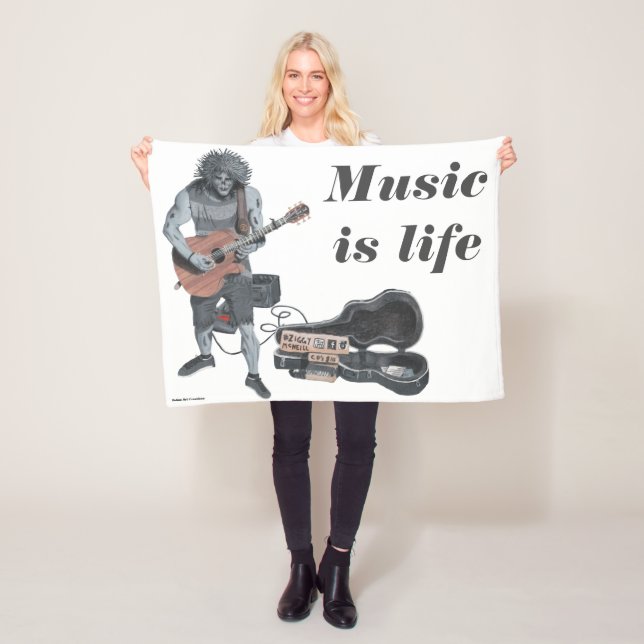 Cobertor De Velo Zombie Guitar Rock Musical Fantasy Art Blanket (In Situ)