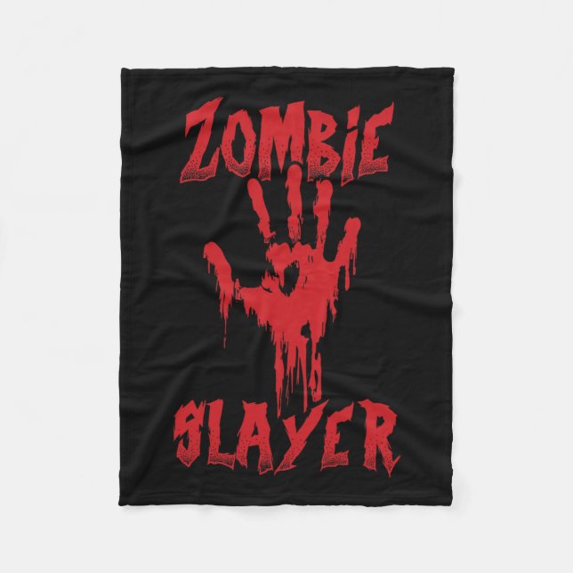 Cobertor De Velo Zombie Slayer Bloody Hallowee caçando Zombies (Frente)