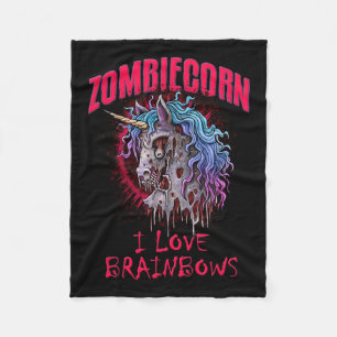 Cobertor De Velo Zombie Unicorn I Love Brainbows Punk Gothic Gótico