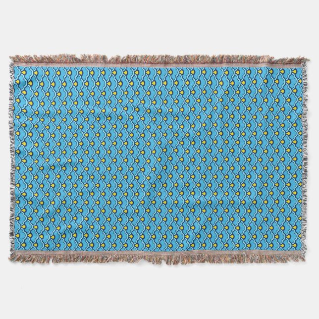 Cobertor Deco China Scallops, Turquesa e Aqua (Frente)