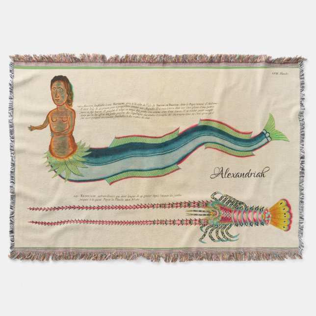 Cobertor Decoração costeira do Marinho de lagosta de Sereia (Frente)