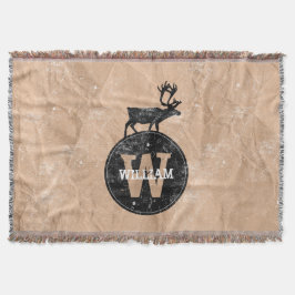 Cobertor Deer Monogramas - Papel castanho-marrom, russo, af