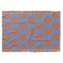 Denim Blue Colorful Mandala Patterno Boho Blanket