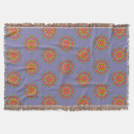 Cobertor Denim Blue Colorful Mandala Patterno Boho Blanket