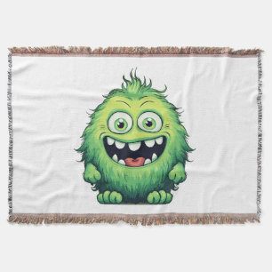 Cobertor Desenho Animado Monstro Verde Fofo Sorridente