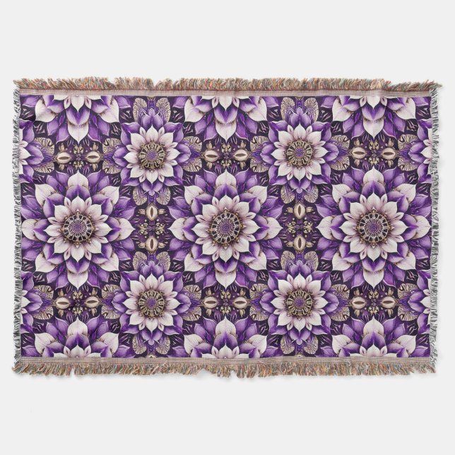 Cobertor Desenho de Mandala Floral Ornamentado (Frente)