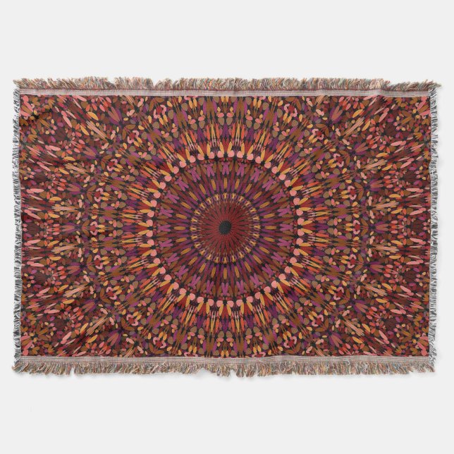 Cobertor Desenho de Mandala Marrom Floral (Frente)