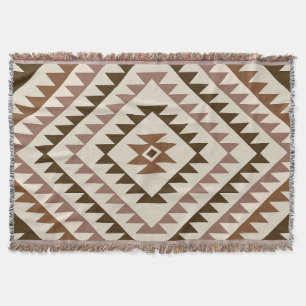 Cobertor Desenho de Motivo de Diamante Azteca Marrons+Cream