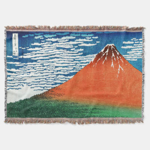 Cobertor Desenho do Fuji Vermelho Kanagawa Hokusai