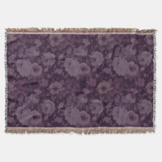 Cobertor Desenho floral dramático escuro de ameixa burgundy