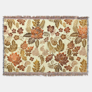 Cobertor Desenho Floral Heritage Cobre Dourado Quente