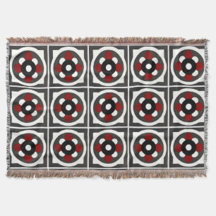 Cobertor Desenho Geométrico Abstrato com Vermelho, Preto e